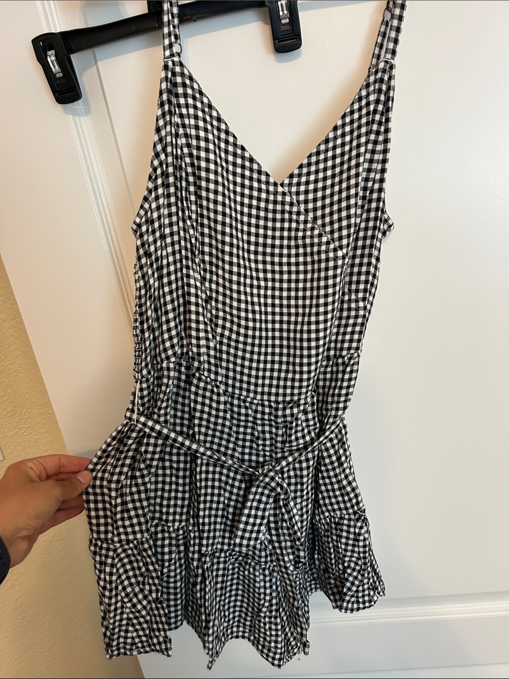 Hollister Black and White Gingham Romper